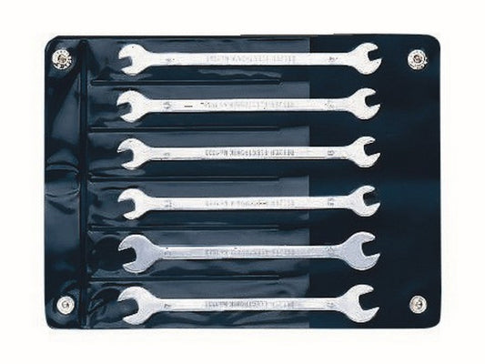 Open-end wrench set w/6 keys 2x4.0-7.0mm in roll case