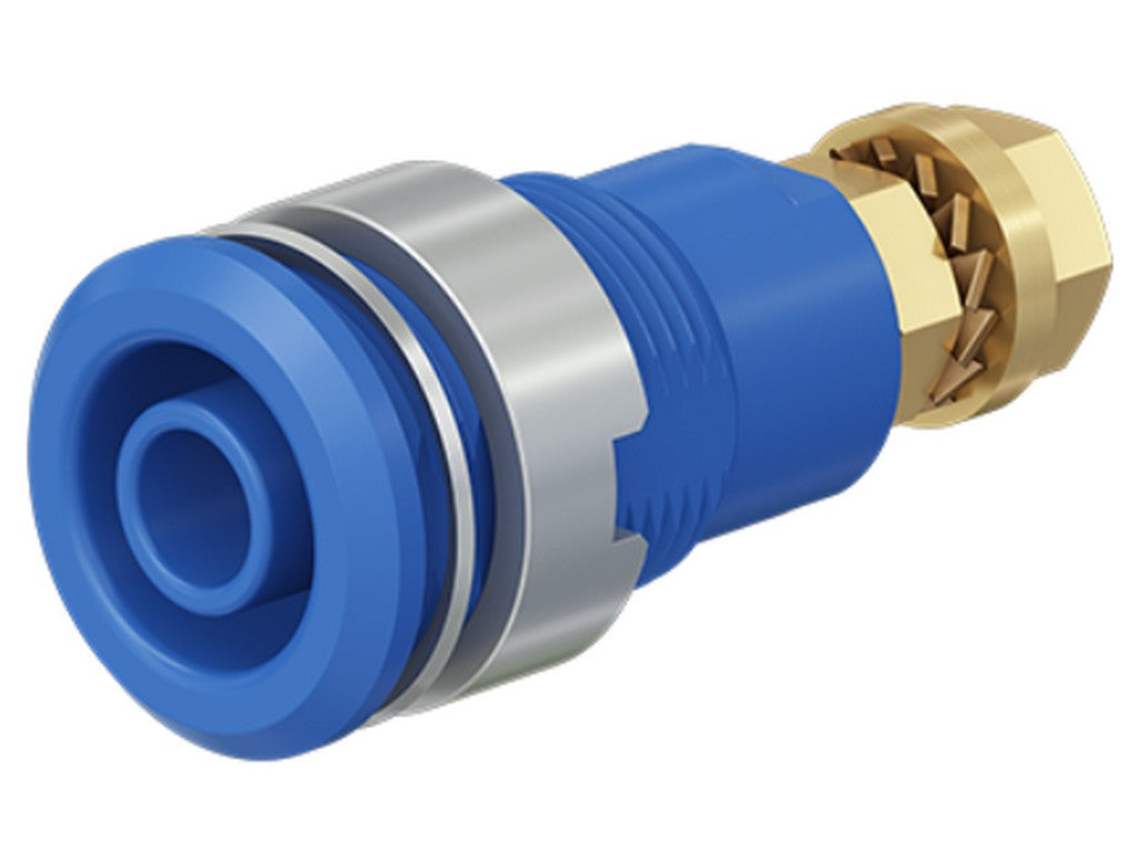 Bøsning SLB4-GK forgyldt BLÅ CATIII 1000V/CATIV 600V 32A