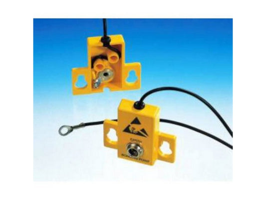 Jordingspunkt 10mm han trykknap f/bordmontage,1Mohm.