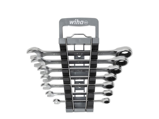 Ringskralde-/gaffelnøglesæt 8 dele inkl. holder