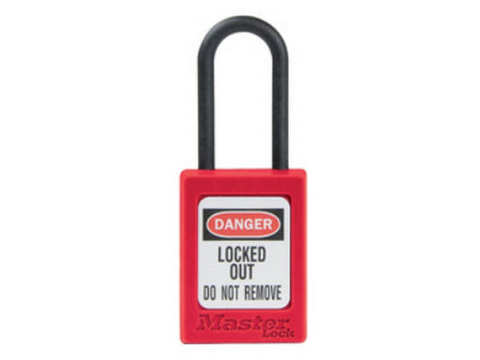 MasterLock Zenex padlock in RED Thermoplastic 35x38mm w/nylon shackle Ø4.76mm - key Alike