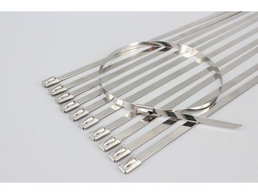 Steel cable tie w. ball lock 4.6x200mm AISI type 316 BLANK