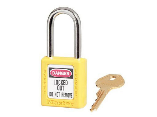 MasterLock Zenex padlock COMPOSIT YELLOW Key different/key retaining - 38x38mm w/metal shackle Ø6mm