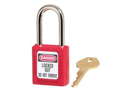 Zenex padlock COMPOSIT RED Key different/key retaining-38x38mm w/metal shackle Ø6mm 3 open