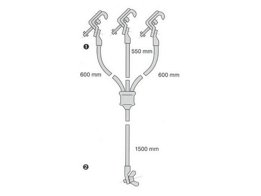 Kortslutningskæde 50mm2 1x1500mm + 2x600mm og 1x550mm m/M12 fløjmøtrik