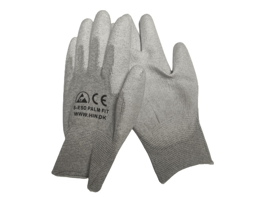 Gloves ESD Grey carbon PU-coated palm size S
