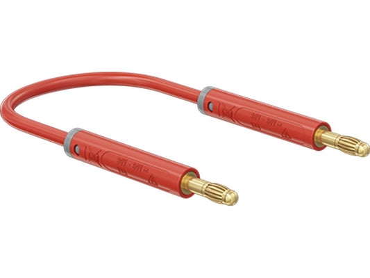 Prøveledning i PVC 1,0mm² 50cm RØD AK-4A-F10 19A 30V AC/60V DC forngyldt stik