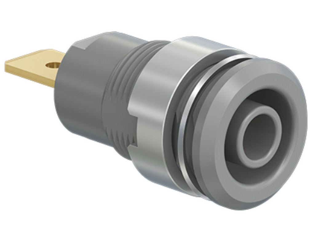 Bøsning SLB4-F6,3 forgyldt grå CAT III 1000V 32A
