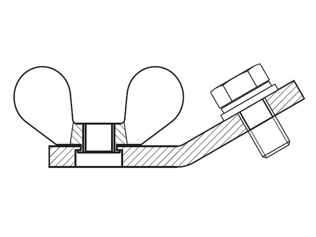 Connecting adaptor med vingemøtrik M12 til kortslutningskæder 18,7kA/1s eller 26,5kA/0,5s