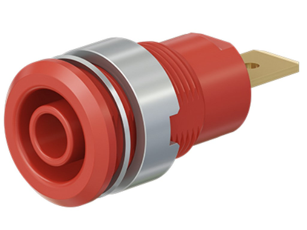 Bøsning SLB4-F6,3 forgyldt rød CAT III 1000V 32A