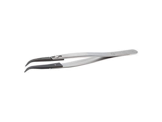 ESD tweezers with curved ceramic tip
