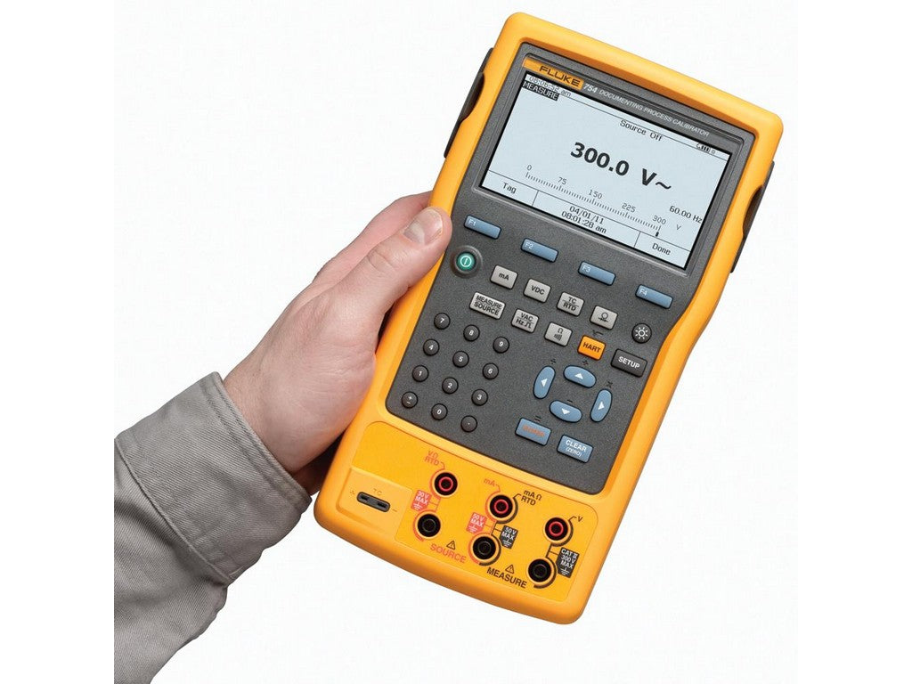 Multifunktions proceskalibrator Fluke 754 til måling og simulering af spænding