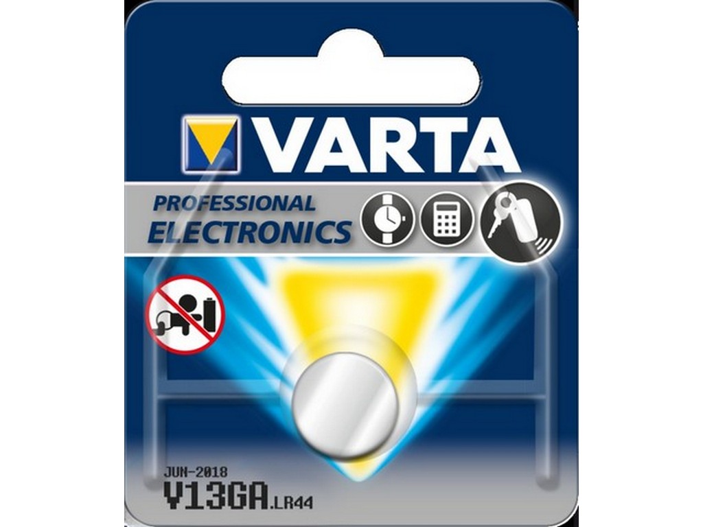 Varta batteri V13GA; LR44 1,5V; 125mAh; Ø11,6x5,4mm LR44