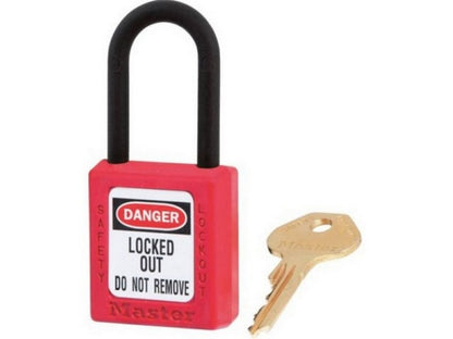 MasterLock hængelås i KOMPOSIT RØD Keyed Aliked/Key contaning 38x38mm-bøjle Ø6mm
