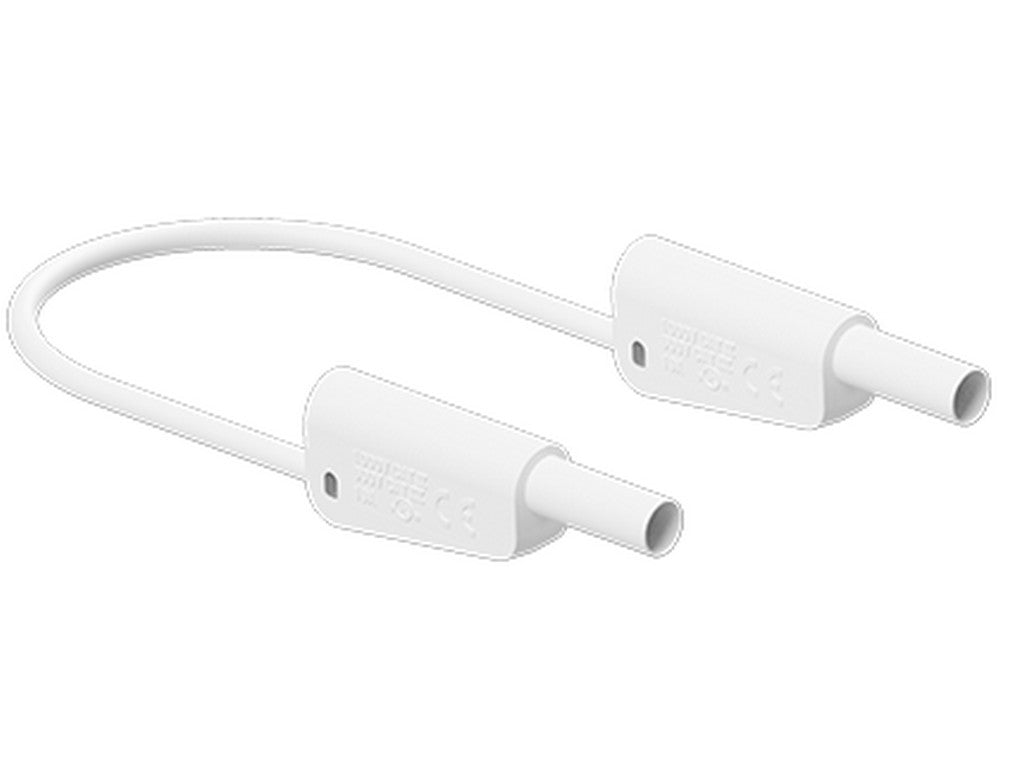 Testledning i silicone 25cm HVID SLK-4N-S10 Ø4mm forniklet 1000V CATII/600V CAT III 19A