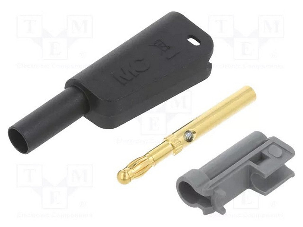 Banana plug Ø4mm SLM-4A-46 Black 1000V CATII 32A/600V CATIII 32A