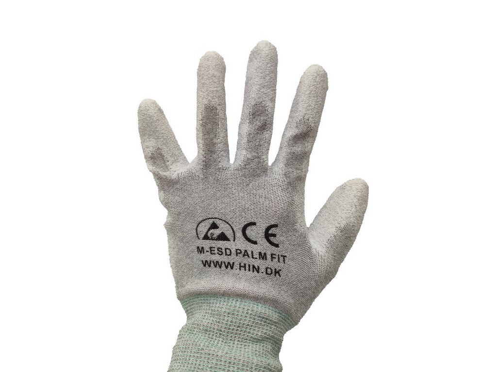 Gloves ESD Grey carbon PU-coated palm size M