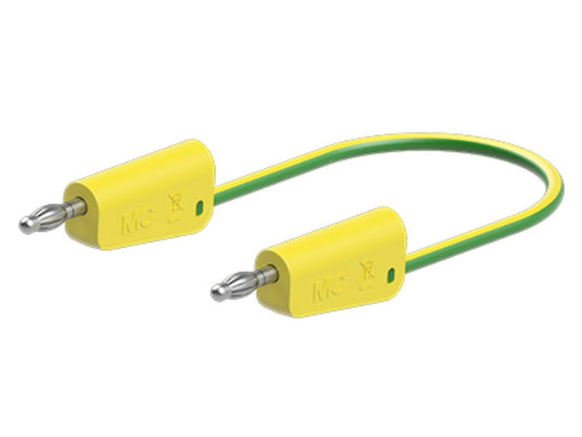 Prøveledning i silicone 1mm² 150cm GUL/GRØN LK-4N-S10 19A 30V AC/60V DC forniklet stik