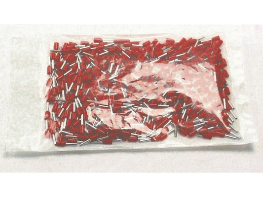 Terminal tube insulated RED 1mm-L8mm: bag w/500pcs.