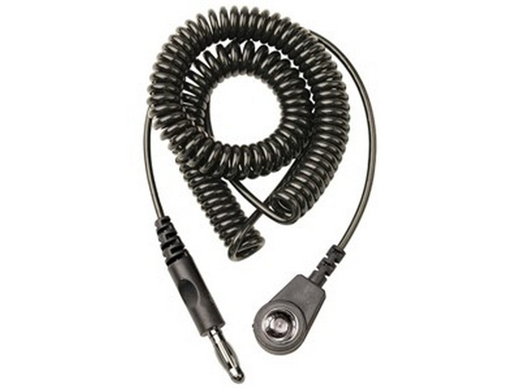 Spiral cable 3 mtr. Standard 4mm banana plug and 10mm female push button