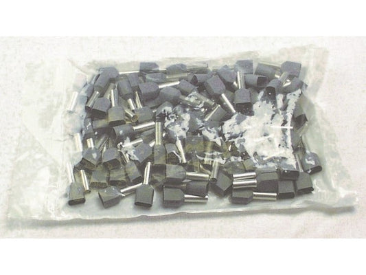Terminal tube insulated double grey 2x4mm-L12mm bag w/100pcs.