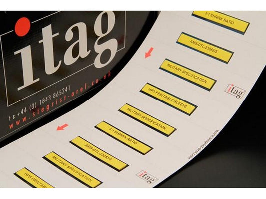 Itag krympemærke Ø9,5x25mm gul krymp 3:1 MIL-spec