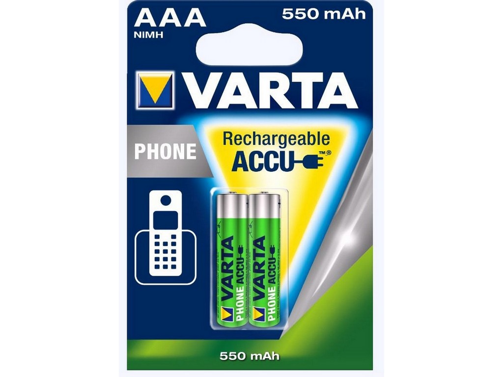 Varta Ni-MH Phone Accu AAA 1,2V 550mAh Ø10,5*44,5mm BL-2