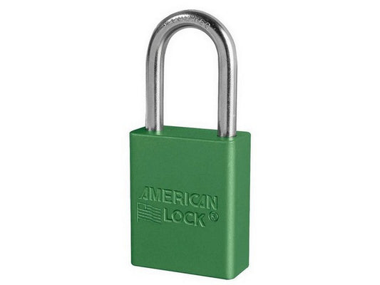 MasterLock Anodized aluminum padlock GREEN, key alike, 38x38mm-shackle ø6mm
