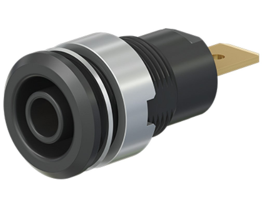 Bøsning SLB4-F6,3 forgyld sort CAT III 1000V 32A