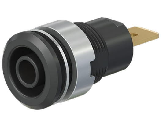 Bøsning SLB4-F6,3 forgyld sort CAT III 1000V 32A