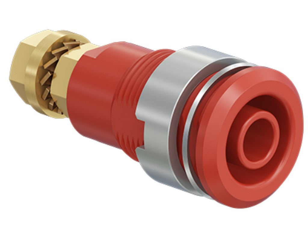 Bøsning SLB4-GK forgyldt RØD CATIII 1000V/CATIV 600V 32A