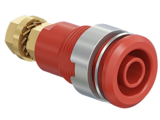 Bøsning SLB4-GK forgyldt RØD CATIII 1000V/CATIV 600V 32A