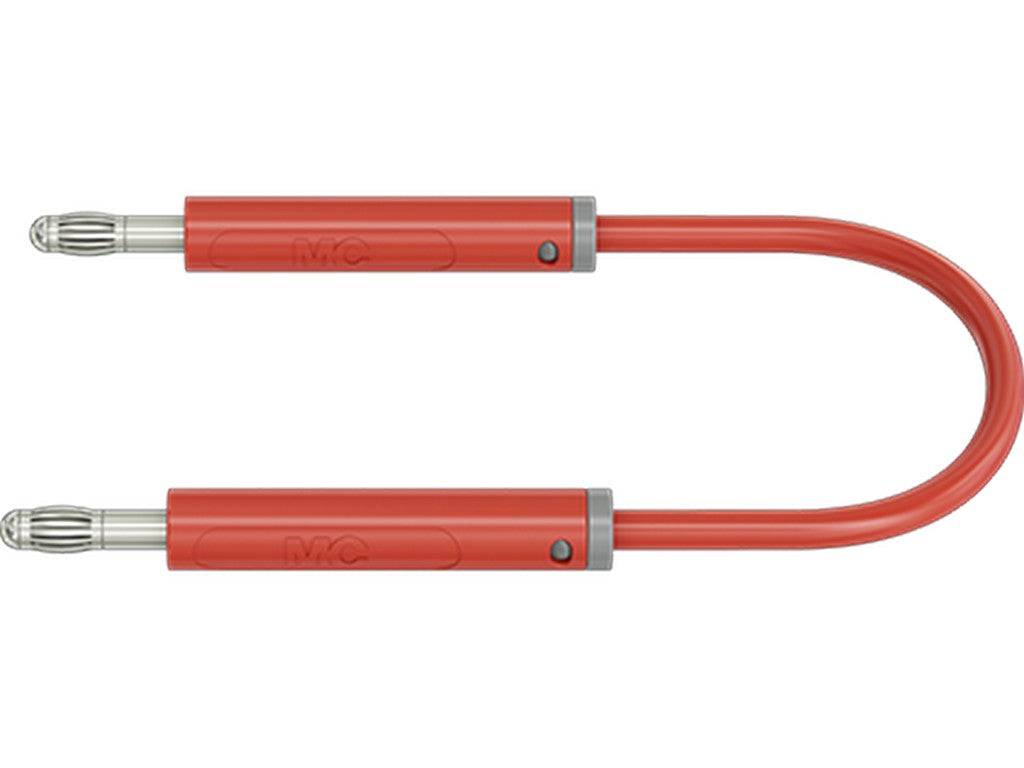 Prøveledning i PVC 1,0mm² 50cm RØD AK-4N-F10 19A 30V AC/60V DC forniklet stik