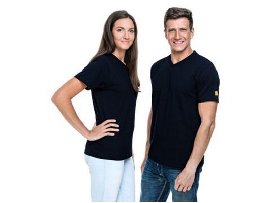 T-shirt ESD m/V-hals sort str. L
