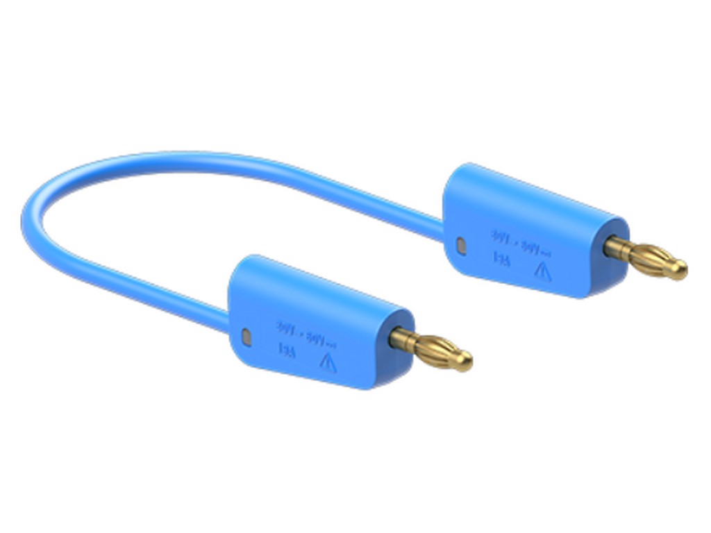 Prøveledning i silicone 2,5mm² 25cm BLÅ LK-4A-S25 32A 30V AC/60V DC forgyldt stik