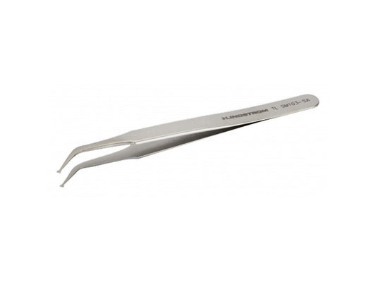 Lindström rustfrit stål SMD pincet 115mm Style SMD 103 til håndtering og placering i en 45° vinkel