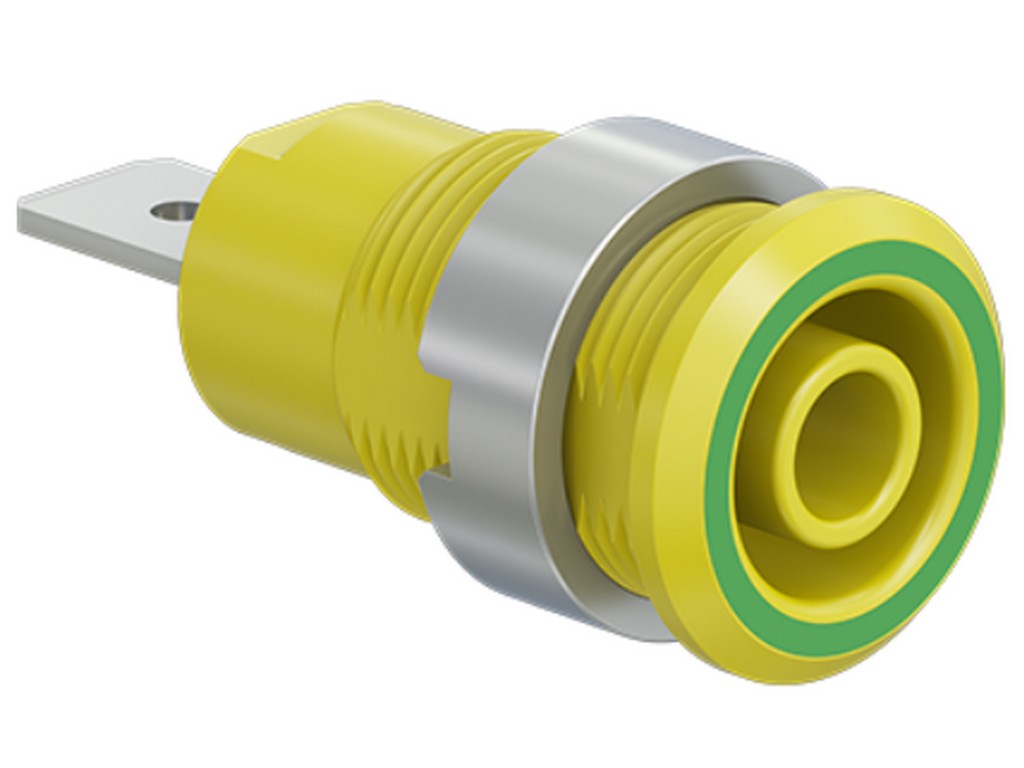 Bøsning SLB4-F6,3/N-X gul/grøn forniklet CAT III 1000V/CAT IV 600V 32A