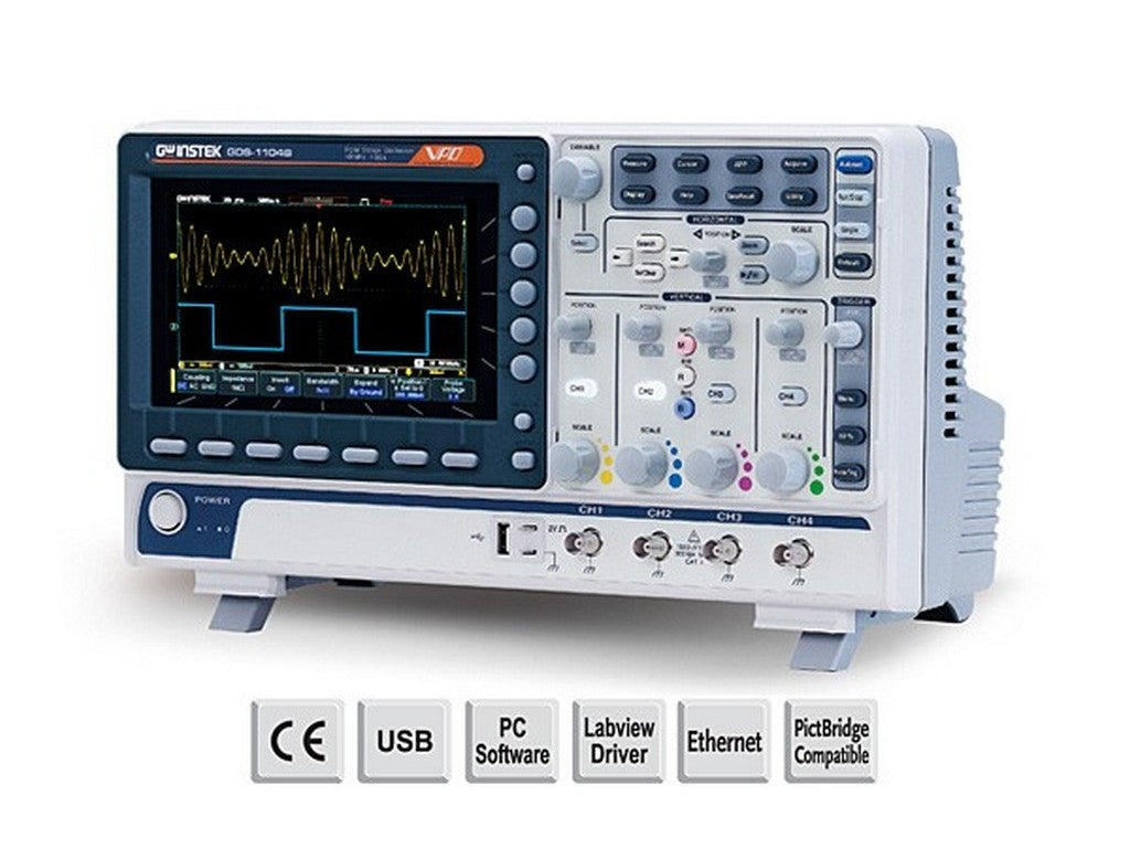 GW-DS Oscilloscope 4CH 100MHz 1GSa/s - USB - 10M memory CH 7" TFT farve skærm