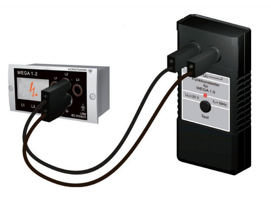 Tester for WEGA, med 9V batteri, incl. 2 tilslutningskabler