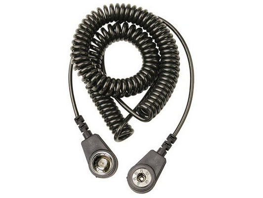 Spiralledning 2 mtr. Standard 4mm og 10mm hun trykknap