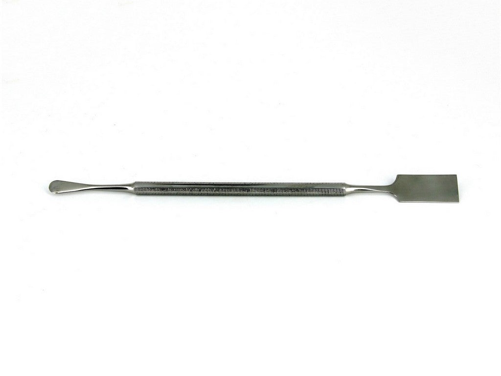 Spatula - Short rounded drop-shaped and large flat squared tip. OAL: 175mm