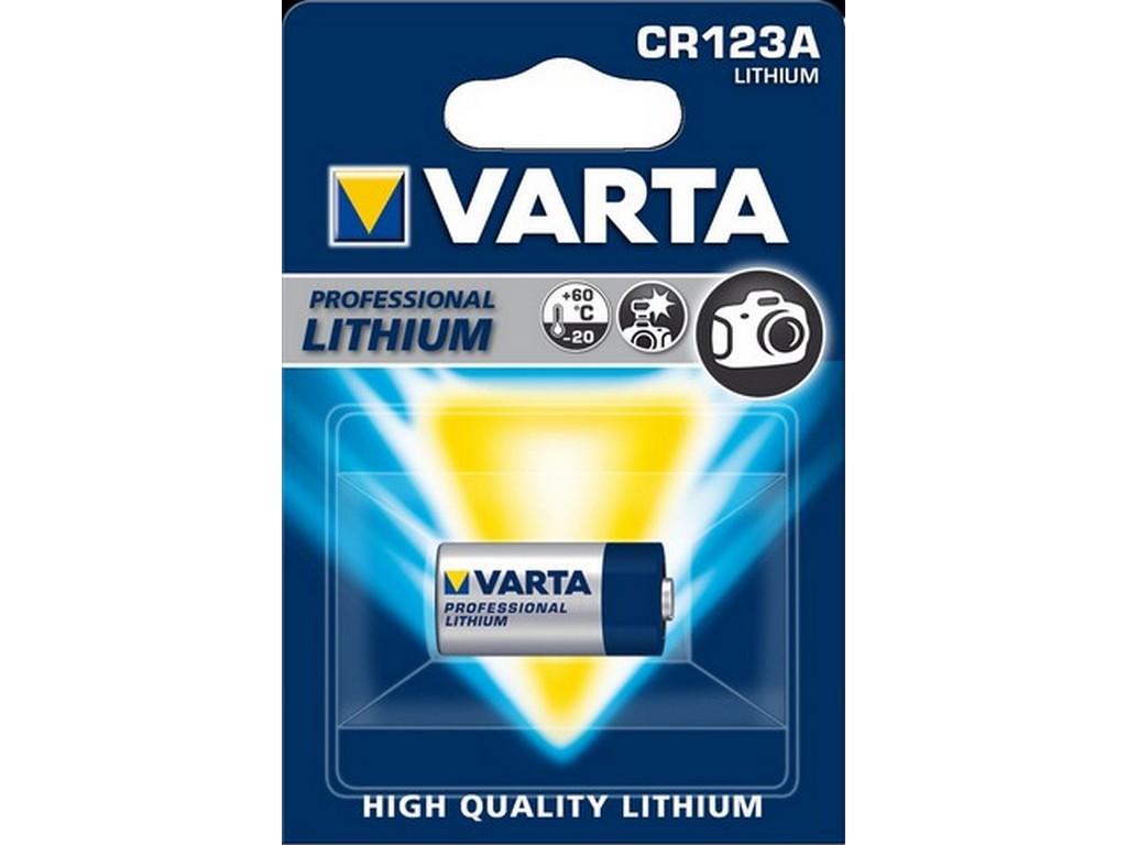 Varta batteri CR123A lithium 3V; 1480mAh; Ø17x33,4mm