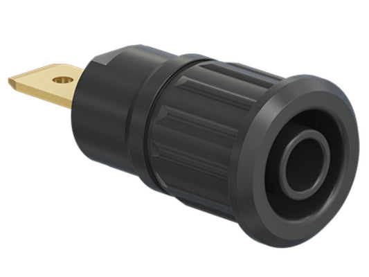 Bøsning SEB4-F6,3 forgyld sort CAT III 1000V 32A