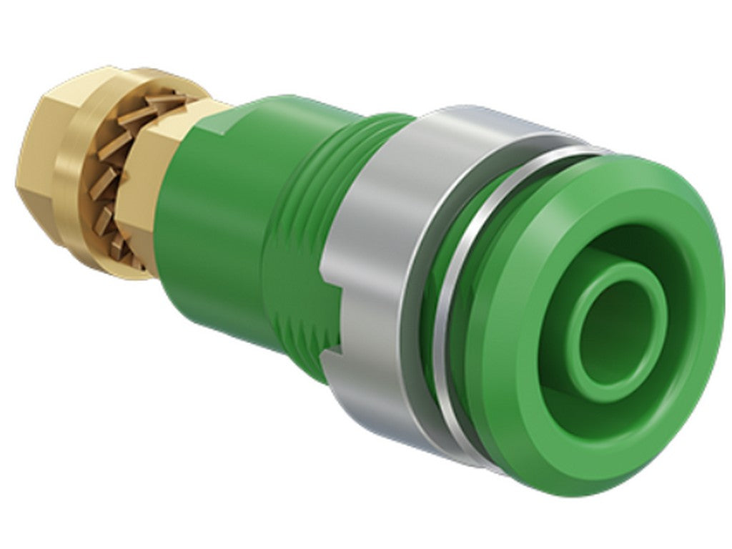 Bøsning SLB4-GK forgyldt GRØN CATIII 1000V/CATIV 600V 32A