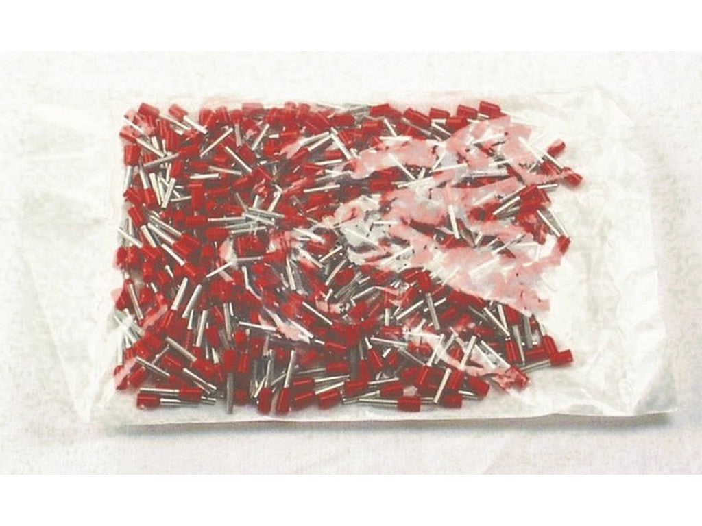 Terminal tube insulated red 1mm-L10mm; bag w/500pcs.