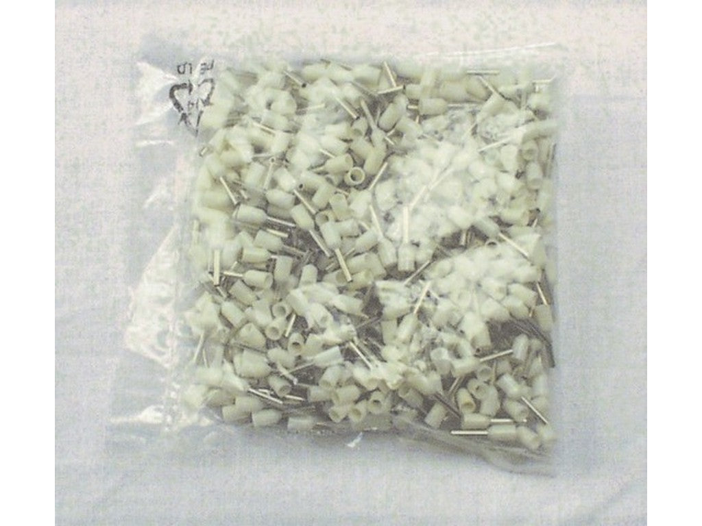 Terminal tube insulated WHITE 0.75mm-L8mm; bag w/500pcs.