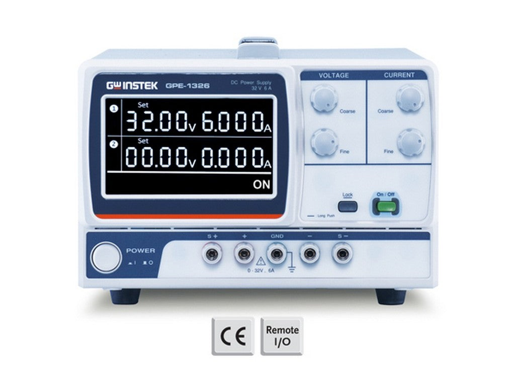 GW-Strømforsyning 3-kanals CH1+2: 0-32V/0-3A CH3: 5V/5A