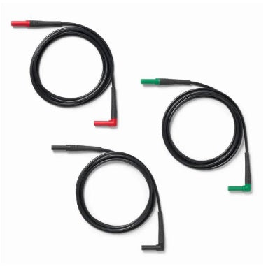 TL324RGB, Silicone-insulated test lead set (red, black, green) with straight and angled connectors