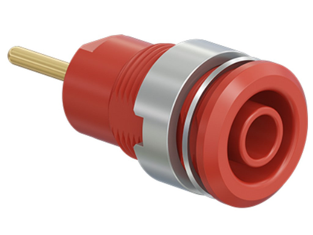 Bøsning SLB4-R forgyldt rød CAT III 1000V 24A
