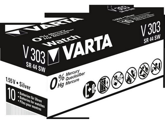 Varta battery V303 silver oxide 1.55V; 170mAh; Ø11.6x5.4mm SR44